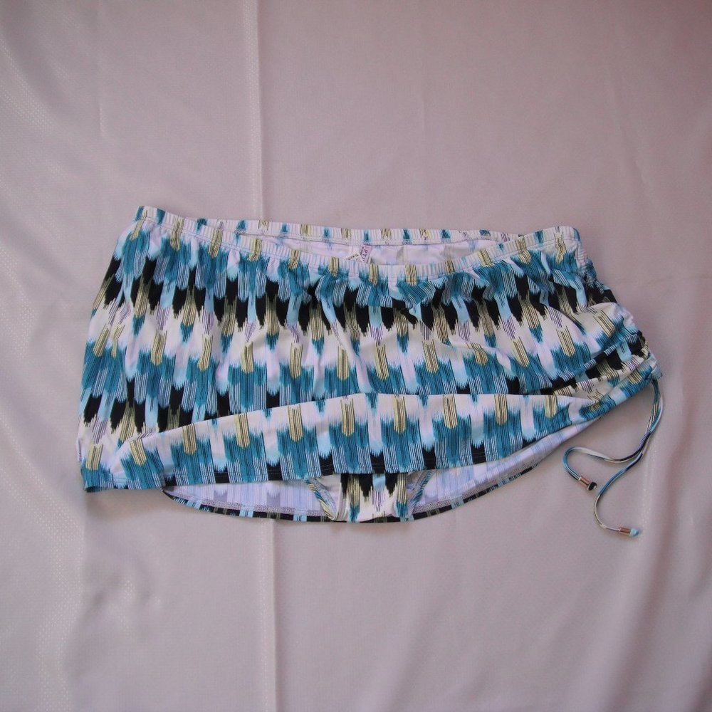 Women's Swim Skirted Bikini Bottom Captiva Size 3X Green White Yellow Black